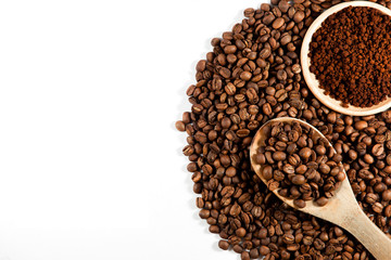 Coffee beans on a white background