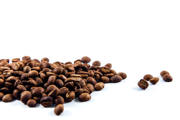 Coffee beans on a white background