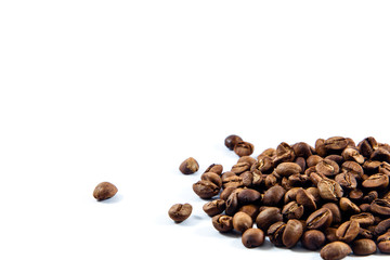 Coffee beans stacked on the wood floor