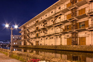 小樽運河、夜景、夏