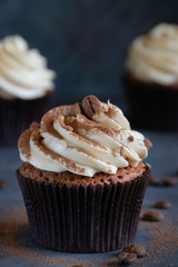 Coffee cupcake prepared with a special presentation.