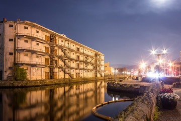 Fototapeta na wymiar 小樽運河、夜景、夏