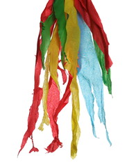 Decorative, colorful paper strips, scraps isolated on white background with clipping path