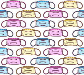 Medical healthcare doodle cololrful seamless vector pattern