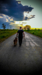 Fototapeta premium man with a dog