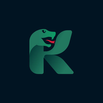 K letter logo with snake head silhouette.