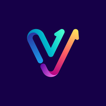 V letter logo with arrows.
