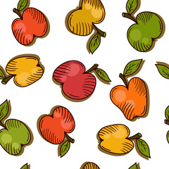 Apples fruits colorful seamless vector pattern