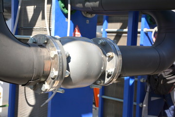 Equipment (steel pipe) in central heating station, construction