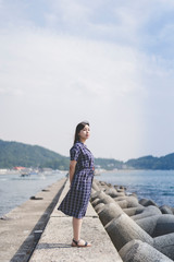 Fototapeta premium 海の女性