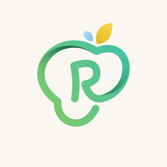 R letter green line logo.