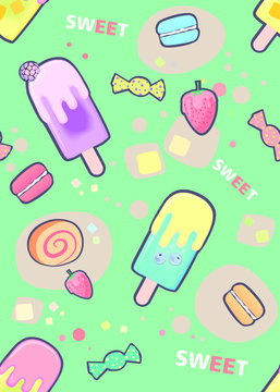 colorful delicious sweets vector seamless texture