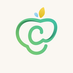 C letter green line logo.