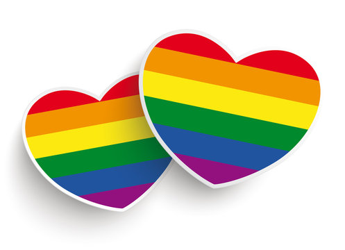 2 Rainbow Paper Hearts