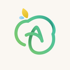 Letter A green line logo.