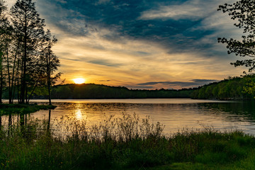 Sunset Over Roamingwood Lake in Lake Ariel Pennsylvania