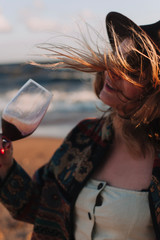 woman with glass of wine