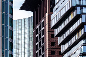 Obraz premium Modern Skyscrapers Standing in Urban Cityscape Architectural Exterior Design Professional Business Environment