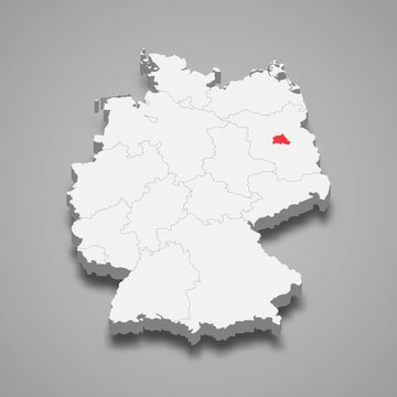 berlin state location within Germany 3d map Template for your design