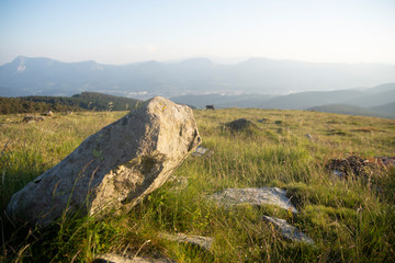 sunset in the basque mountains, spain