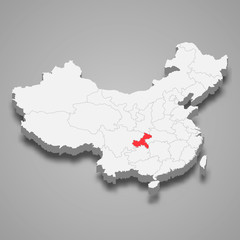 chongqing province location within China 3d map Template for your design