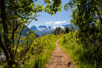 The Hjorundfjord and the Sunnmore Alps near Trandal, More og Romsdal, Norway.