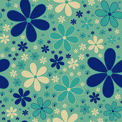 Scandinavian floral folk pattern. Geometric Floral vector seamless repeat pattern. Perfect for home decor, fabrics, upholstery, wallpaper, print and packaging, kids products and stationary - 353355738