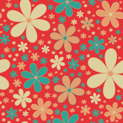 Scandinavian floral folk pattern. Geometric Floral vector seamless repeat pattern. Perfect for home decor, fabrics, upholstery, wallpaper, print and packaging, kids products and stationary - 353355949