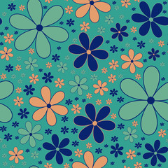 Scandinavian floral folk pattern. Geometric Floral vector seamless repeat pattern. Perfect for home decor, fabrics, upholstery, wallpaper, print and packaging, kids products and stationary - 353355975