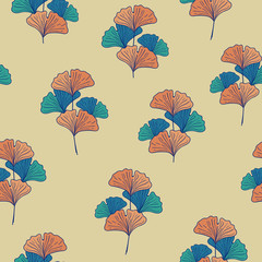 Floral vector seamless repeat pattern.Tropical foliage in bright vibrant colors. - 353356592