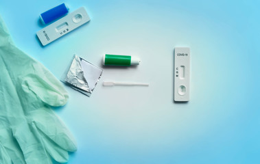 Disposable COVID-19 test kit for rapid detection of antibodies in the finger prick blood sample. 