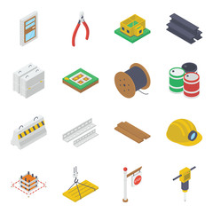 
Construction Equipment Isometric Icons Pack
