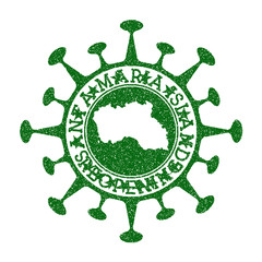 Santa Maria Island Reopening Stamp. Green round badge of island with map of Santa Maria Island. Island opening after lockdown. Vector illustration.