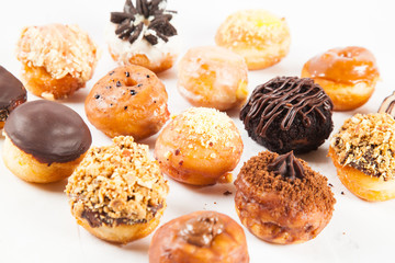 Mini assorted flavours donuts group