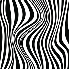 Abstract optical art background. Black and white wave stripes isolated. Vector illustration
