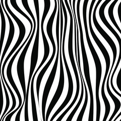Fototapeta na wymiar Abstract optical art background. Black and white wave stripes isolated. Vector illustration
