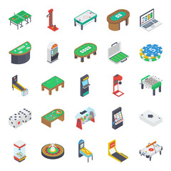 
Indoor Table Games Isometric Icons Vectors 
