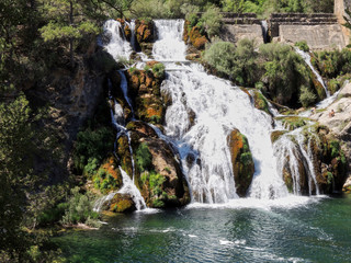 Poveda waterfall in the Alto Tajo Natural Park. Castilla la Mancha. Spain