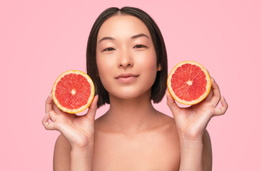 Asian female model with citrus