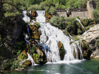 Fototapeta na wymiar Poveda waterfall in the Alto Tajo Natural Park. Castilla la Mancha. Spain
