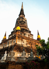 Naklejka premium Wat Yai Chai Mongkhon, a Buddhist temple of archaeological park, Ayutthaya, Thailand