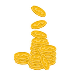 Coin vector. Coin stack on white background. coin drop.