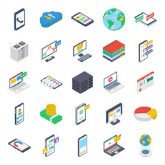 
Online Communication Isometric Icons Pack
