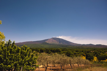 View of the Etna volcano from the north west side