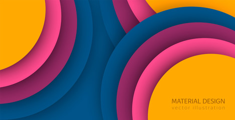 Round paper waves in soft colors abstract banner design. Vector background EPS10