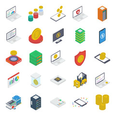 
Digital Currency Isometric Icons Pack
