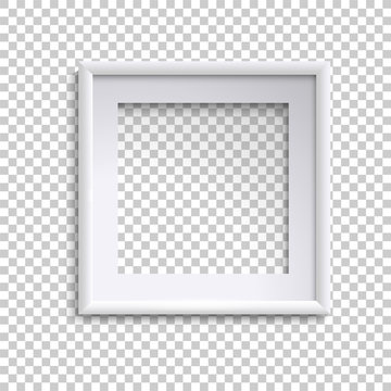 Blank white picture frame, square empty picture frame