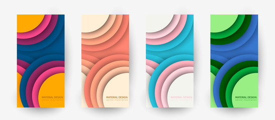 Set round paper waves in soft colors abstract banner design. Vector background EPS10