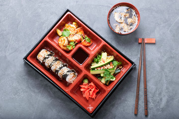 Sushi service prepared with a special presentation.