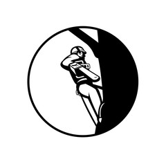 Tree Surgeon Arborist Chainsaw Circle Retro Black and White